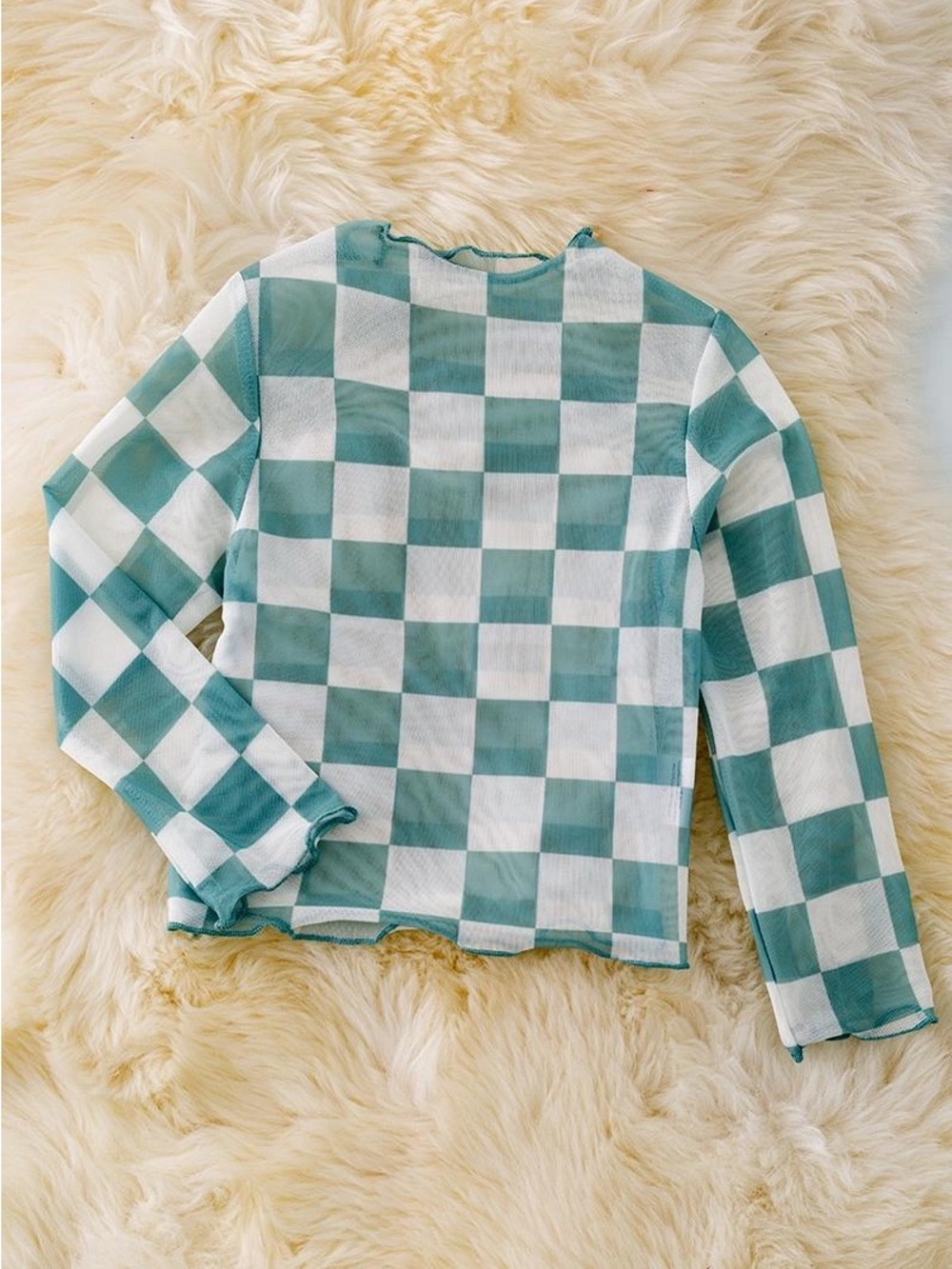 Cameo & White Checkered Mesh Top | BH